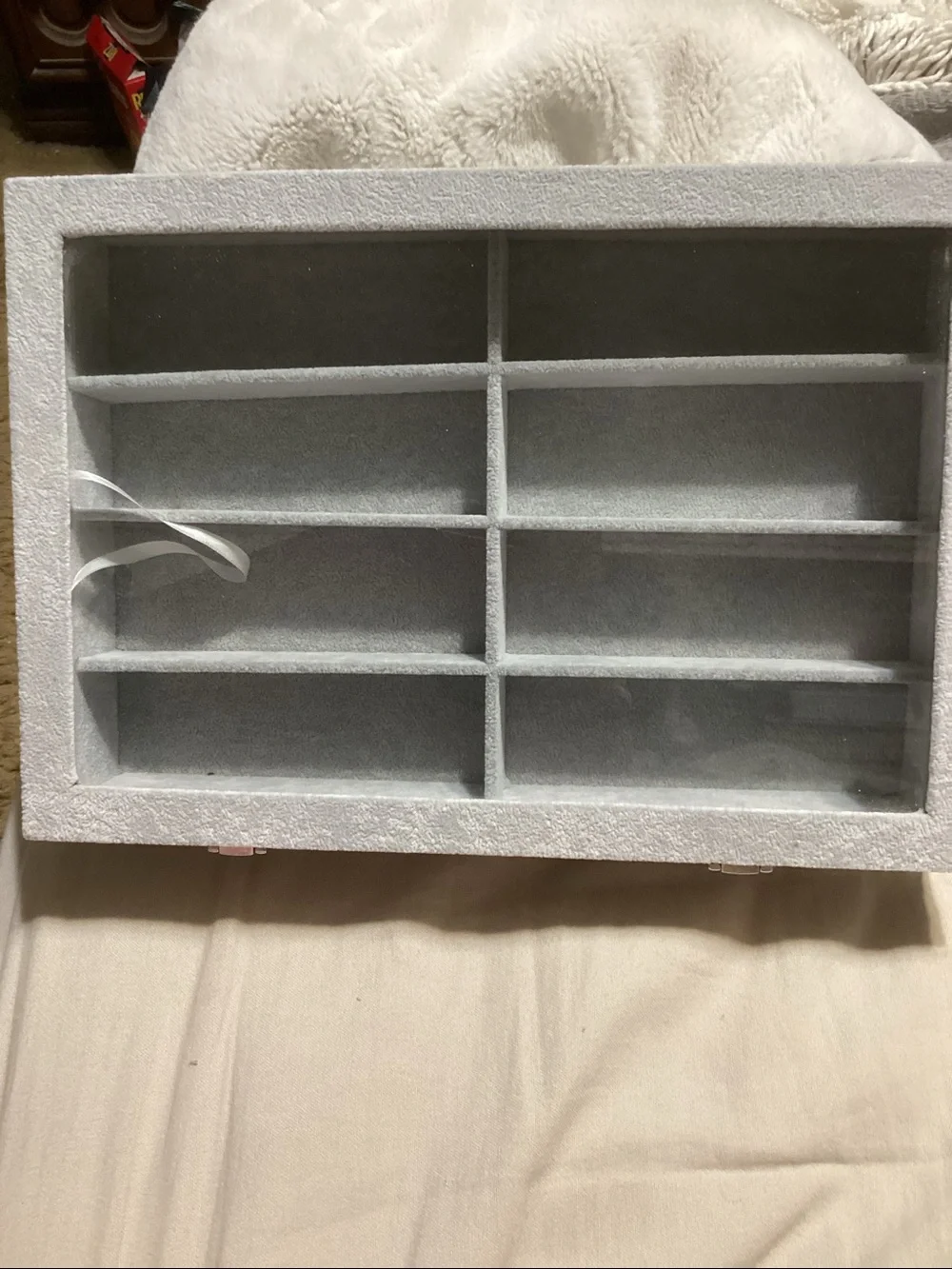 Gray Eyeglass/Jewelry Display Organizer Box with Compartments